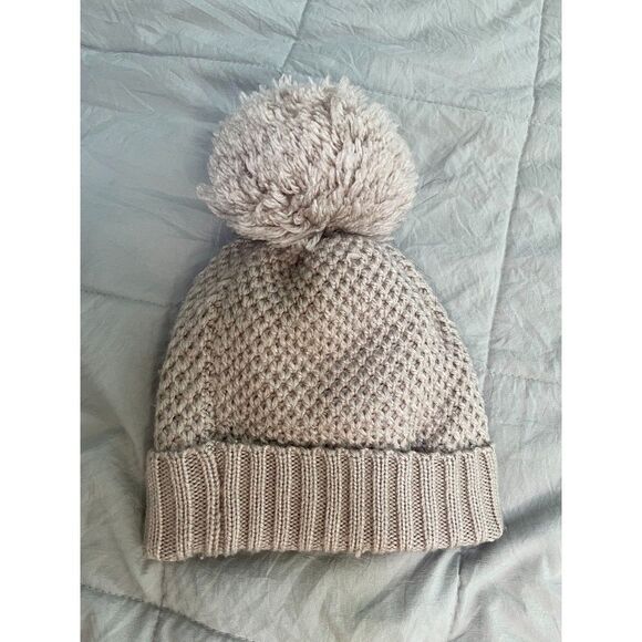 Women Calvin Klein Minimalist Knitted Winter Beanie in Beige/Tan - Picture 2 of 8